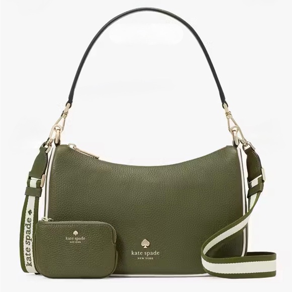 kate spade Handbags - Kate Spade Olive Green Shoulder Bag with Pouch